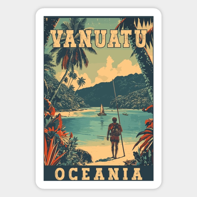 Vanuatu In Oceania Tropical Paradise Travel Art Magnet by turtlestart